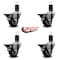 Service Caster 3'' Maroon Poly Swivel 1-5/8'' Expanding Stem Caster Set with Brake, 4PK SCC-EX20S314-PPUB-MRN-PLB-158-4 - alternate 4